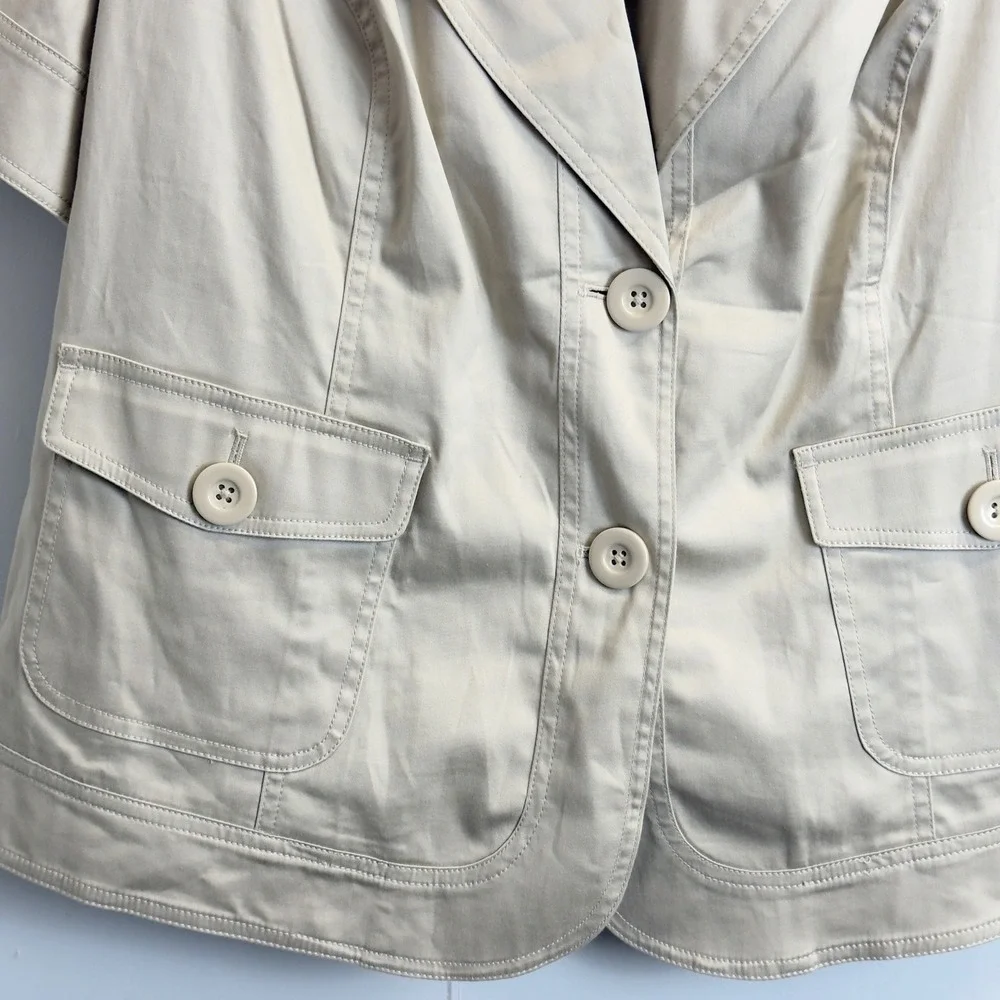 Lane Bryant Khaki Tan Short Sleeve Blazer Jacket Plus Size 18/20W Cotton Blend